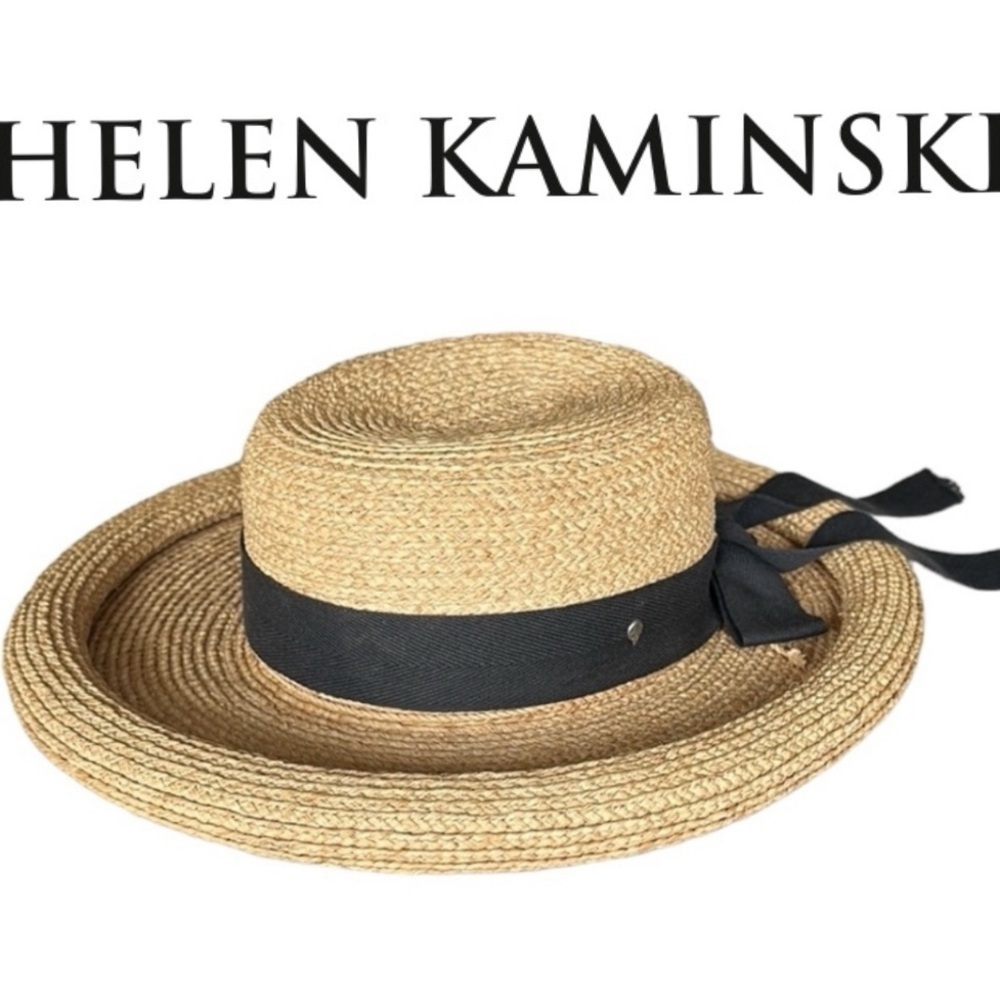 Helen Kaminski Vintage Australian Rolled Brim Raffia Hat ๐